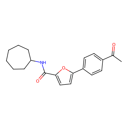5-(4-acetylphenyl)-N-cycloheptylfuran-2-carboxamide structure