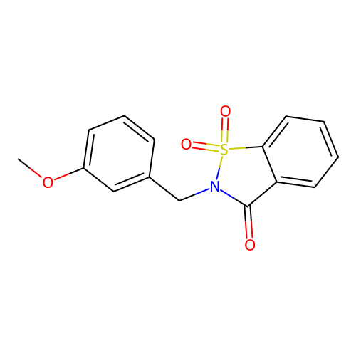2-[(3-Methoxyphenyl)methyl]-1,1-dioxo-1,2-benzothiazol-3-one structure