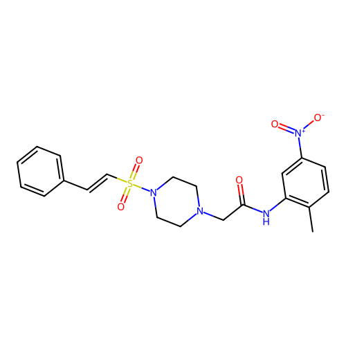 N-(2-methyl-5-nitrophenyl)-2-[4-(2-phenylethenesulfonyl)piperazin-1-yl]acetamide structure