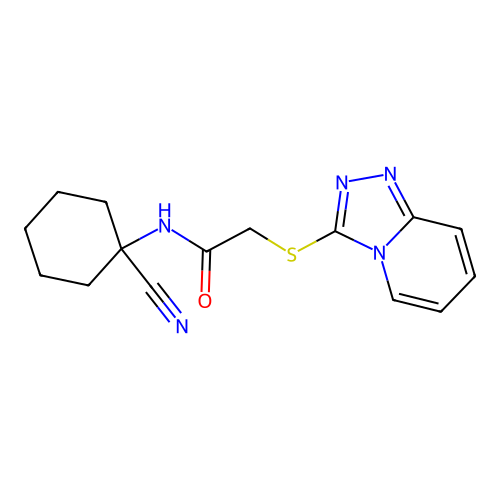 2-([1,2,4]Triazolo[4,3-a]pyridin-3-ylthio)-N-(1-cyanocyclohexyl)acetamide structure