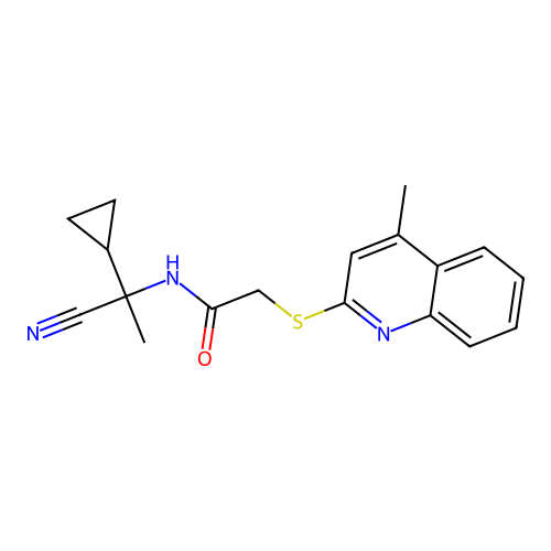 N-(1-Cyano-1-cyclopropylethyl)-2-((4-methylquinolin-2-yl)thio)acetamide structure
