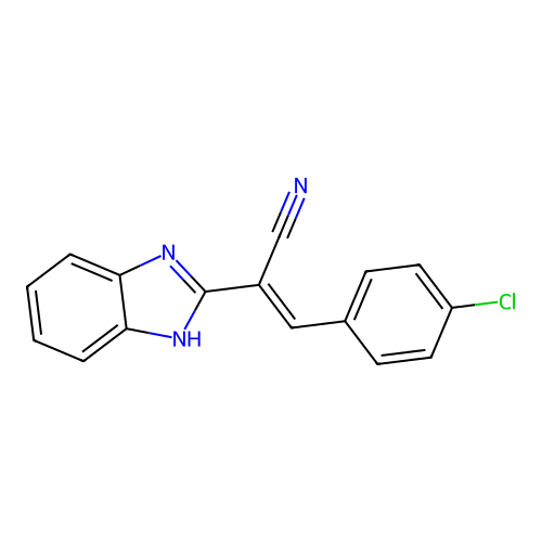 (2E)-2-(1H-benzimidazol-2-yl)-3-(4-chlorophenyl)prop-2-enenitrile structure