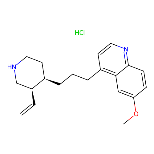 (3R-cis)-6-Methoxy-4-(3-(3-vinyl-4-piperidyl)propyl)quinoline monohydrochloride structure