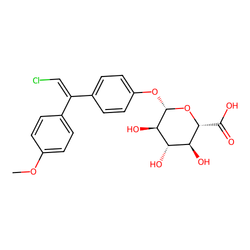 beta-D-Glucopyranosiduronic acid, 4-(2-chloro-1-(4-methoxyphenyl)ethenyl)phenyl structure