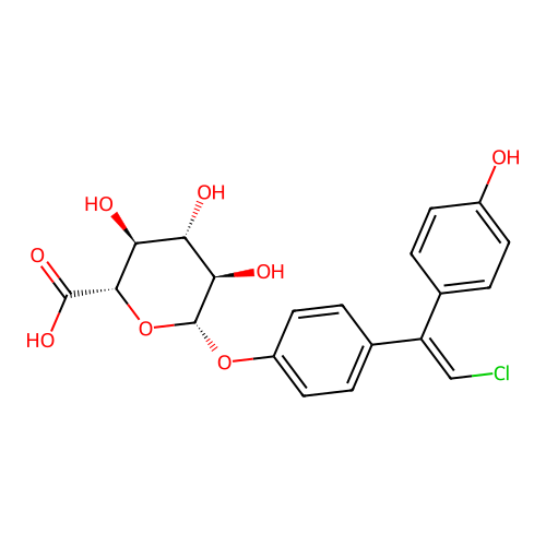 beta-D-Glucopyranosiduronic acid, 4-(2-chloro-1-(4-hydroxyphenyl)ethenyl)phenyl structure