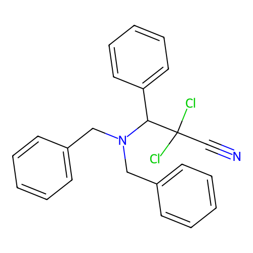 2,2-Dichloro-3-dibenzylamino-3-phenyl-propionitrile structure