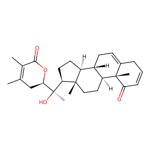 20beta-Hydroxy-1-oxo-(22R)-witha-2,5,24-trienolide structure