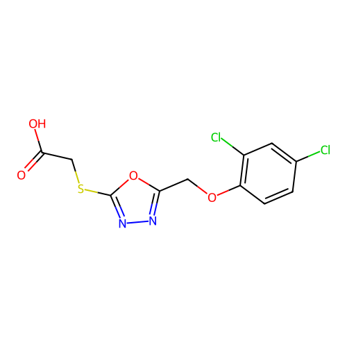 ({5-[(2,4-Dichlorophenoxy)methyl]-1,3,4-oxadiazol-2-yl}sulfanyl)acetic acid structure