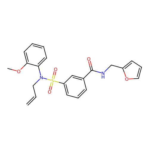 N-(furan-2-ylmethyl)-3-[(2-methoxyphenyl)-prop-2-enylsulfamoyl]benzamide structure