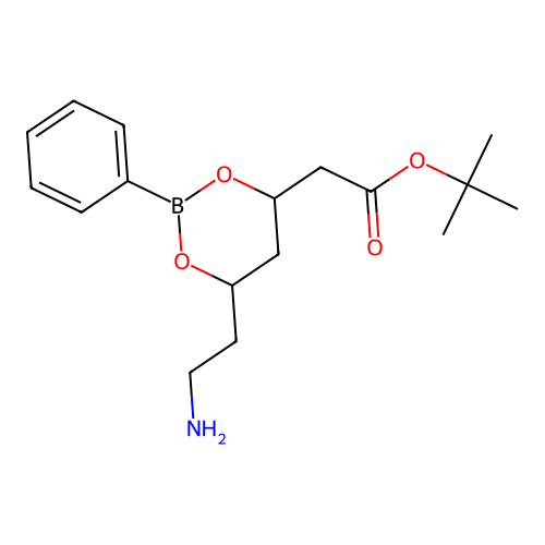 Tert-butyl 2-[6-(2-aminoethyl)-2-phenyl-1,3,2-dioxaborinan-4-yl]acetate structure