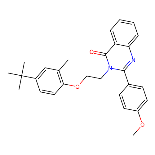 2-(4-methoxyphenyl)-3-[2-(2-methyl-4-tert-butyl-phenoxy)ethyl]quinazolin-4-one structure