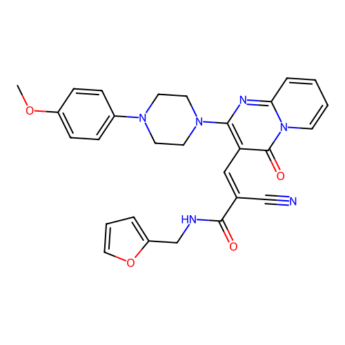 (2E)-2-cyano-N-(furan-2-ylmethyl)-3-{2-[4-(4-methoxyphenyl)piperazin-1-yl]-4-oxo-4H-pyrido[1,2-a]pyrimidin-3-yl}prop-2-enamide structure