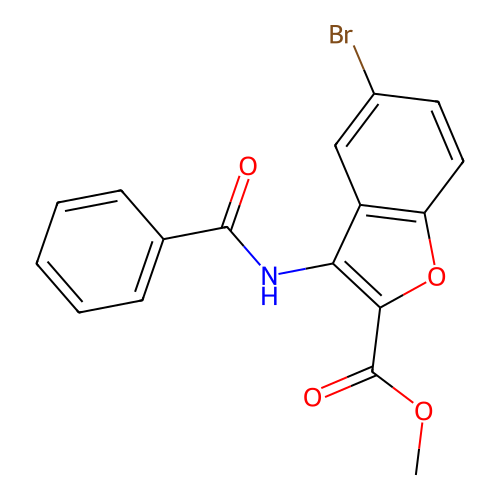 3-Benzamido-5-bromo-2-benzofurancarboxylic acid methyl ester structure
