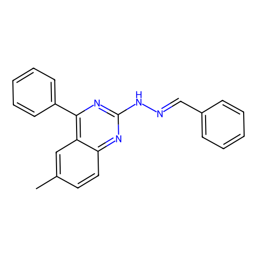 2-[(2E)-2-benzylidenehydrazinyl]-6-methyl-4-phenylquinazoline structure