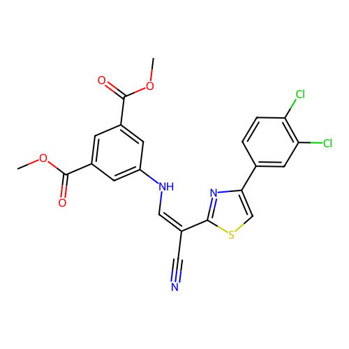 (Z)-dimethyl 5-((2-cyano-2-(4-(3,4-dichlorophenyl)thiazol-2-yl)vinyl)amino)isophthalate structure