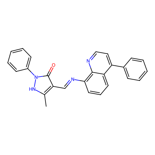 (4E)-5-methyl-2-phenyl-4-[[(4-phenylquinolin-8-yl)amino]methylidene]pyrazol-3-one structure