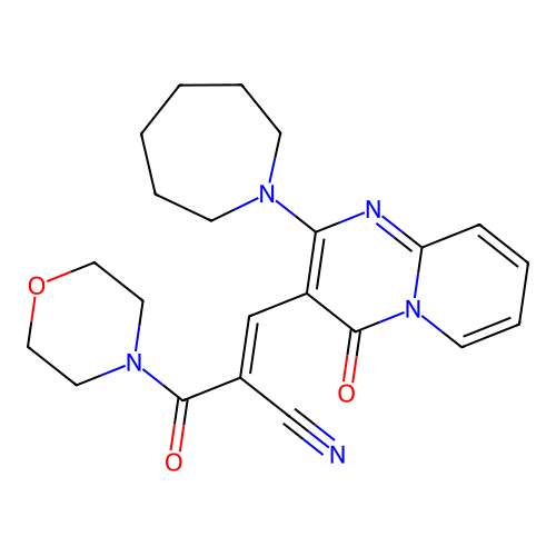 (2E)-3-[2-(azepan-1-yl)-4-oxo-4H-pyrido[1,2-a]pyrimidin-3-yl]-2-(morpholin-4-ylcarbonyl)prop-2-enenitrile structure