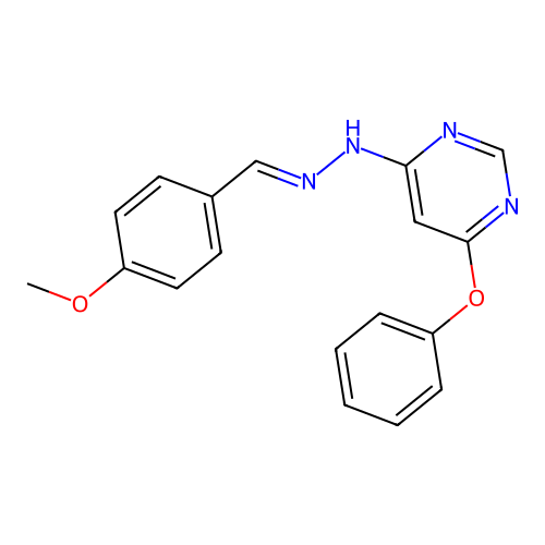 4-[(2E)-2-(4-methoxybenzylidene)hydrazinyl]-6-phenoxypyrimidine structure