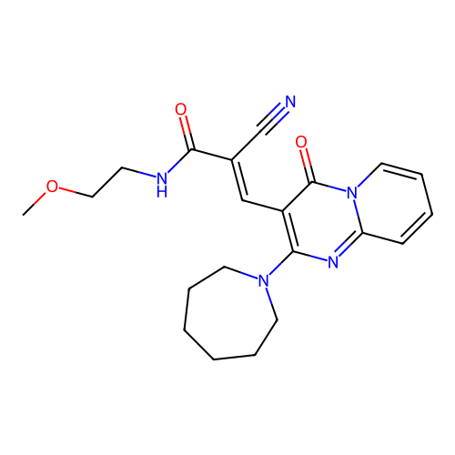 (2E)-3-[2-(azepan-1-yl)-4-oxo-4H-pyrido[1,2-a]pyrimidin-3-yl]-2-cyano-N-(2-methoxyethyl)prop-2-enamide structure