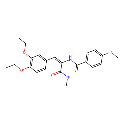 (E)-N-(1-(3,4-diethoxyphenyl)-3-(methylamino)-3-oxoprop-1-en-2-yl)-4-methoxybenzamide structure