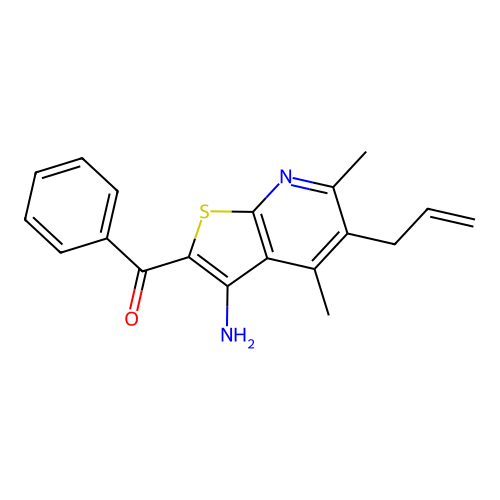 (5-allyl-3-amino-4,6-dimethylthieno[2,3-b]pyridin-2-yl)(phenyl)methanone structure