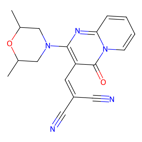 {[2-(2,6-dimethylmorpholin-4-yl)-4-oxo-4H-pyrido[1,2-a]pyrimidin-3-yl]methylidene}propanedinitrile structure