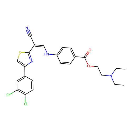 (Z)-2-(diethylamino)ethyl 4-((2-cyano-2-(4-(3,4-dichlorophenyl)thiazol-2-yl)vinyl)amino)benzoate structure