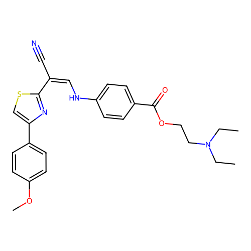 (Z)-2-(diethylamino)ethyl 4-((2-cyano-2-(4-(4-methoxyphenyl)thiazol-2-yl)vinyl)amino)benzoate structure