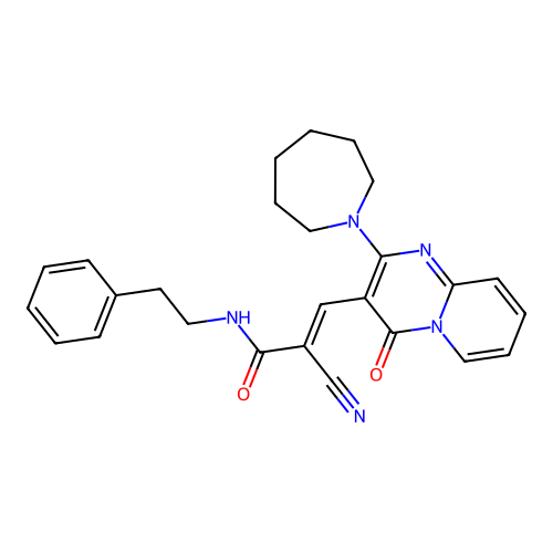 (2E)-3-[2-(azepan-1-yl)-4-oxo-4H-pyrido[1,2-a]pyrimidin-3-yl]-2-cyano-N-(2-phenylethyl)prop-2-enamide structure