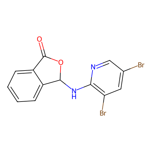 3-[(3,5-dibromopyridin-2-yl)amino]-2-benzofuran-1(3H)-one structure