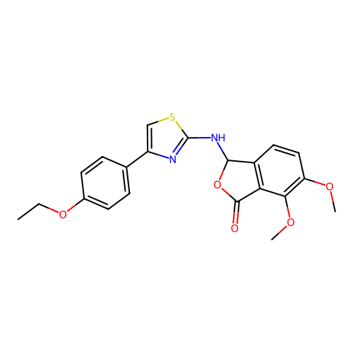 3-((4-(4-ethoxyphenyl)thiazol-2-yl)amino)-6,7-dimethoxyisobenzofuran-1(3H)-one structure