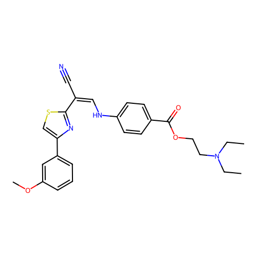 (Z)-2-(diethylamino)ethyl 4-((2-cyano-2-(4-(3-methoxyphenyl)thiazol-2-yl)vinyl)amino)benzoate structure