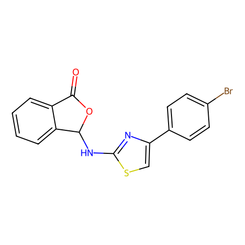 3-{[4-(4-bromophenyl)-1,3-thiazol-2-yl]amino}-2-benzofuran-1(3H)-one structure