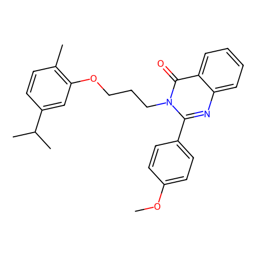 2-(4-methoxyphenyl)-3-[3-(2-methyl-5-propan-2-yl-phenoxy)propyl]quinazolin-4-one structure