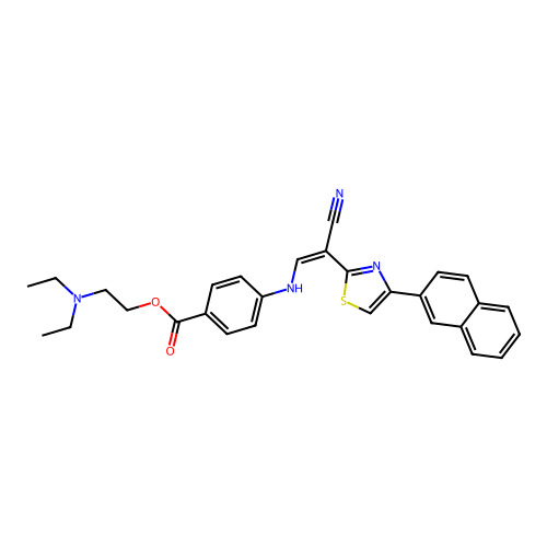 (Z)-2-(diethylamino)ethyl 4-((2-cyano-2-(4-(naphthalen-2-yl)thiazol-2-yl)vinyl)amino)benzoate structure