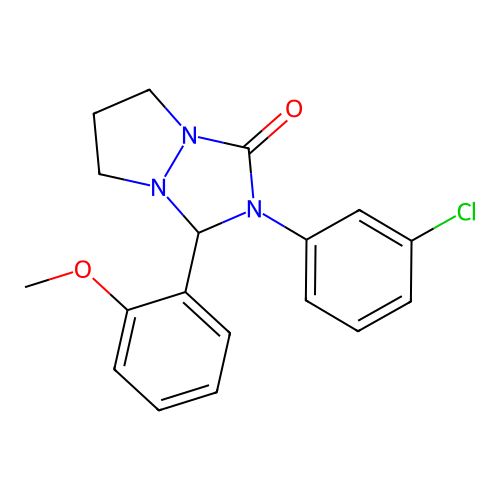 2-(3-chlorophenyl)-3-(2-methoxyphenyl)tetrahydropyrazolo[1,2-a][1,2,4]triazol-1(5H)-one structure