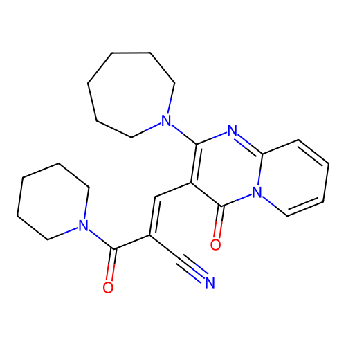 (2E)-3-[2-(azepan-1-yl)-4-oxo-4H-pyrido[1,2-a]pyrimidin-3-yl]-2-(piperidin-1-ylcarbonyl)prop-2-enenitrile structure