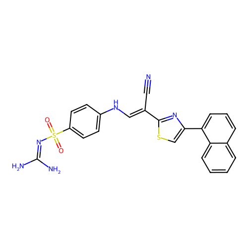 (E)-N-carbamimidoyl-4-((2-cyano-2-(4-(naphthalen-1-yl)thiazol-2-yl)vinyl)amino)benzenesulfonamide structure