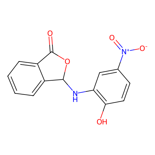 3-[(2-hydroxy-5-nitrophenyl)amino]-2-benzofuran-1(3H)-one structure