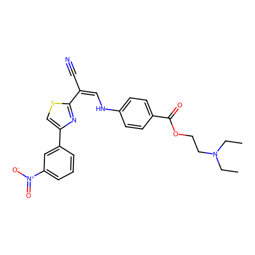 (Z)-2-(diethylamino)ethyl 4-((2-cyano-2-(4-(3-nitrophenyl)thiazol-2-yl)vinyl)amino)benzoate structure