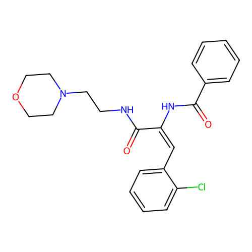 N-[2-(2-chlorophenyl)-1-(2-morpholin-4-ylethylcarbamoyl)ethenyl]benzamide structure