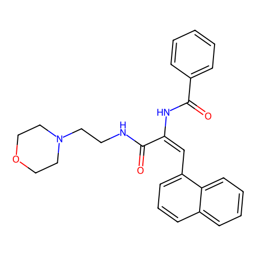 N-[1-(2-morpholin-4-ylethylcarbamoyl)-2-naphthalen-1-yl-ethenyl]benzamide structure