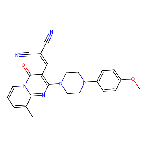 2-({2-[4-(4-methoxyphenyl)piperazin-1-yl]-9-methyl-4-oxo-4H-pyrido[1,2-a]pyrimidin-3-yl}methylidene)propanedinitrile structure