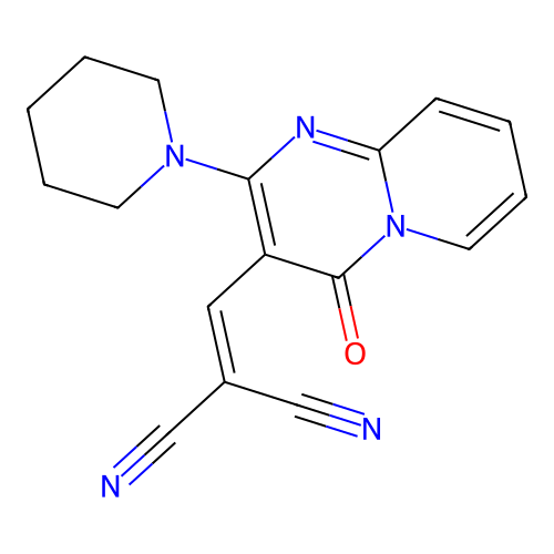 {[4-oxo-2-(piperidin-1-yl)-4H-pyrido[1,2-a]pyrimidin-3-yl]methylidene}propanedinitrile structure