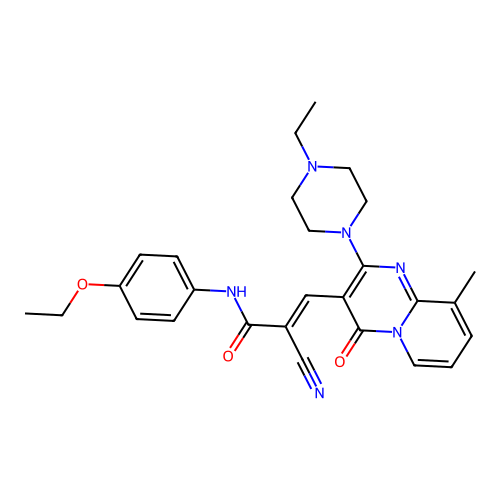 (2E)-2-cyano-N-(4-ethoxyphenyl)-3-[2-(4-ethylpiperazin-1-yl)-9-methyl-4-oxo-4H-pyrido[1,2-a]pyrimidin-3-yl]prop-2-enamide structure
