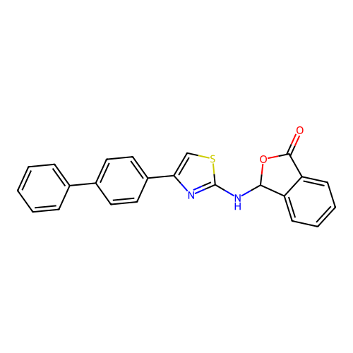 3-{[4-(biphenyl-4-yl)-1,3-thiazol-2-yl]amino}-2-benzofuran-1(3H)-one structure