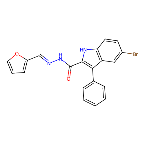 5-bromo-N'-[(E)-furan-2-ylmethylidene]-3-phenyl-1H-indole-2-carbohydrazide structure