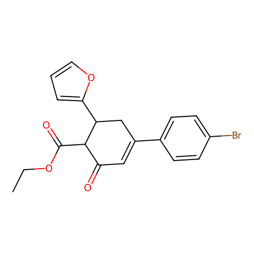 Ethyl 4-(4-bromophenyl)-6-(furan-2-yl)-2-oxocyclohex-3-ene-1-carboxylate structure