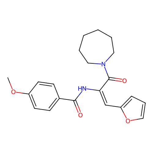 N-[(1E)-3-(azepan-1-yl)-1-(furan-2-yl)-3-oxoprop-1-en-2-yl]-4-methoxybenzamide structure