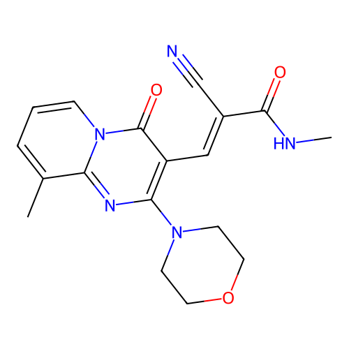 (2E)-2-cyano-N-methyl-3-[9-methyl-2-(morpholin-4-yl)-4-oxo-4H-pyrido[1,2-a]pyrimidin-3-yl]prop-2-enamide structure